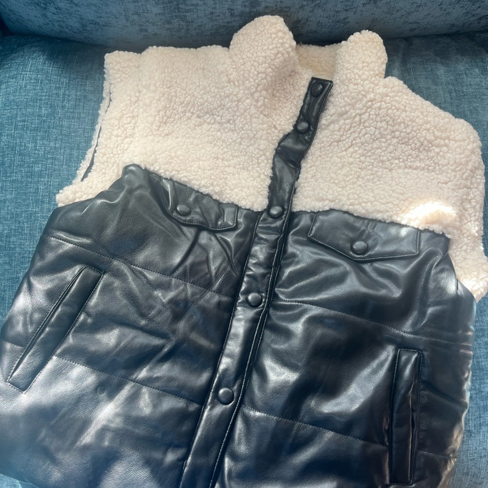 Bohme Black and Cream Shearling Vest